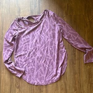 Women’s Long Sleeve Geometric Print Athetic Top- Mauve- Medium